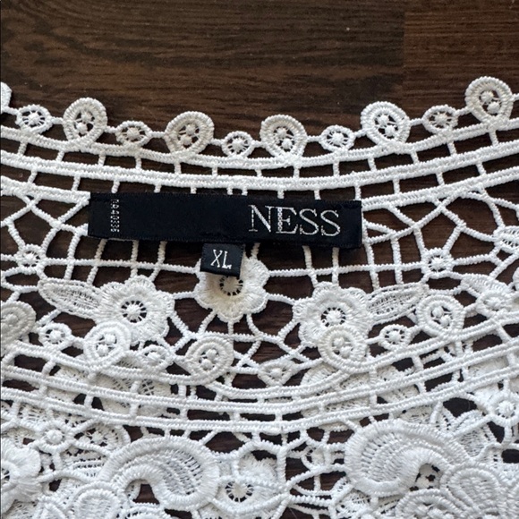 Ness Crochet Lace Blouse White XL - Picture 2 of 6